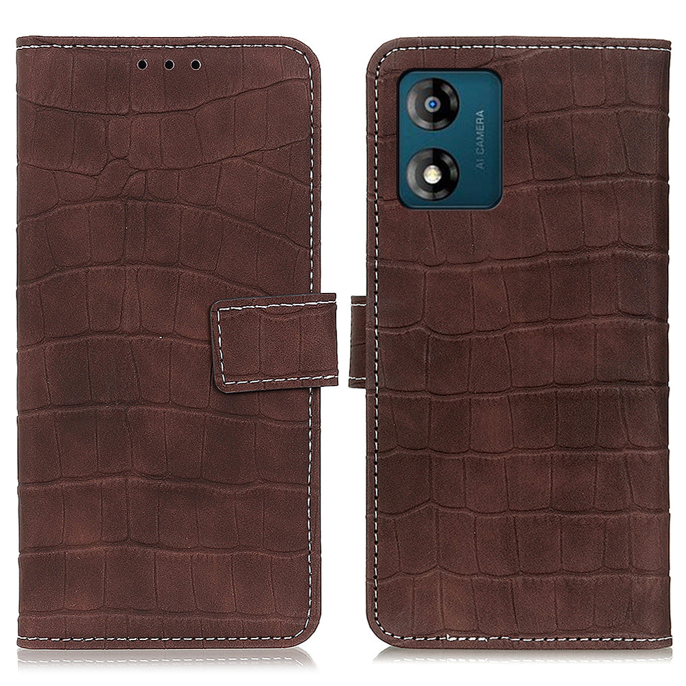Anti-drop Smartphone Case For Motorola Moto E13 4G Flip Leather Wallet Stand Crocodile Texture Phone Cover Anti-drop Smartphone Case For Motorola Moto E13 4G Flip Leather Wallet Stand Crocodile Texture Phone Cover